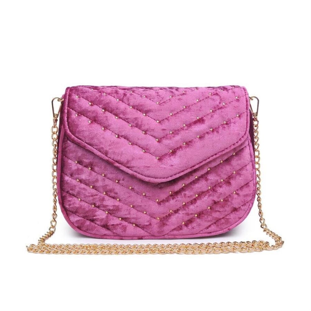 Urban‎ Expressions Andromeda Crossbody Pink Quilted Velvet Studs Certified Vegan